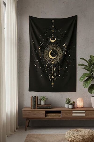 Nivendi Göksel Ay ve Yıldız Haritası Kumaş Duvar Örtüsü Ev Dekorasyon Duvar H...