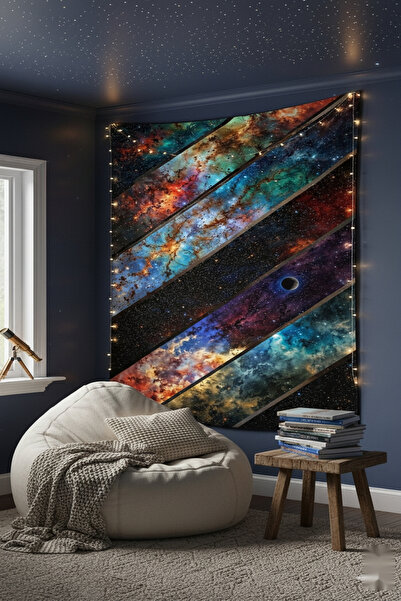 Nivendi Nebula Şeritleri Kumaş Duvar Örtüsü Ev Dekorasyon Duvar Halısı Tapestry
