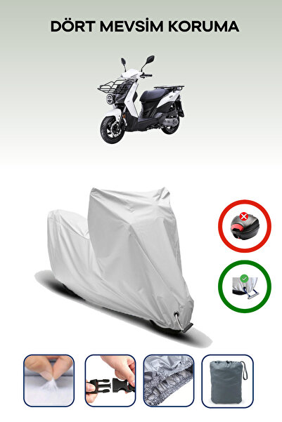 Breen غطاء دراجة نارية متوافق مع SYM Xpro Cargo 125 متوافق مع اللون الرمادي مقاوم للماء