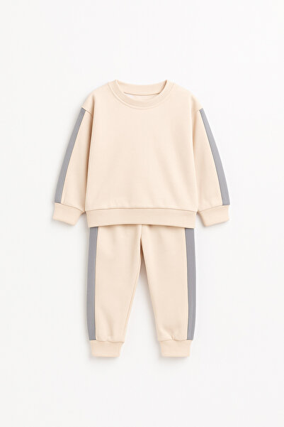 blumi kids Sweatshirt & Sweatpants Set – Cream & Gray