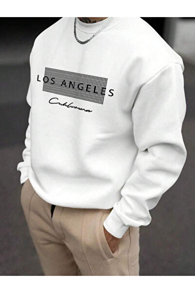 Machetta سويت شيرت رجالي برقبة دائرية من لوس أنجلوس كاليفورنيا مطبوع 3 Thread O قصة فضفاضة