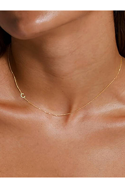 Azuris Silver 925 ayar gumus kadin kolye C harfi