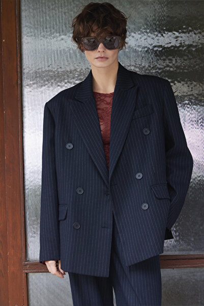 Beyyoglu Çizgili Oversize Blazer Ceket