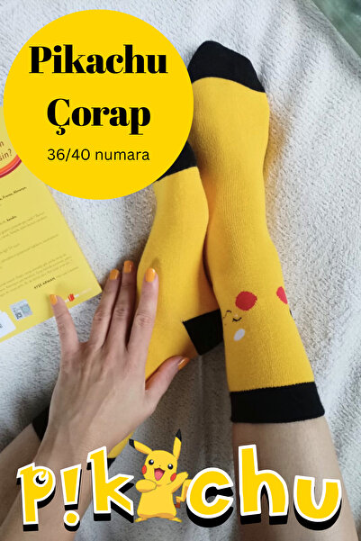 Corapcin Pikachu Desenli Kadın Soket Çorap-36/40