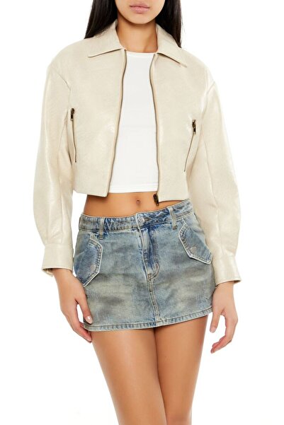 Forever 21 Suni Deri Crop Ceket