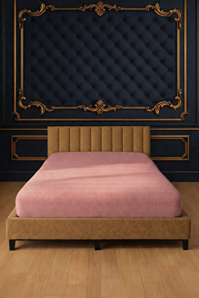 Pera Deluxe Pink Color Color Jacquard Cotton Combed Elastic Bed Sheet 160X200 cm – Domestic Production