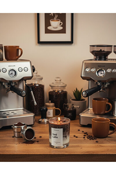 Cam Bardakta İced Latte Kahve Görünümlü Doğal Soyawax Mum