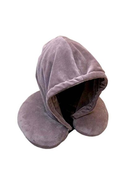 DRAMA HOME وسادة سفر على شكل حرف U مع غطاء للرأس، مصنوعة من الإسفنج، لون أرجو...