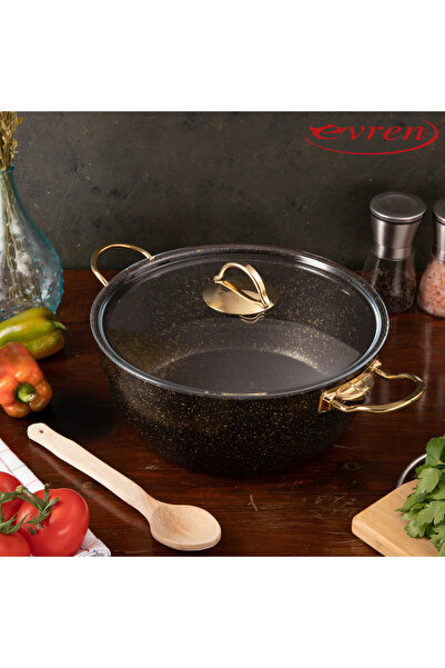 EVREN MUTFAK 30 cm Goldstone Ezme Series Deep Pot, Non-Stick, Induction Base,...