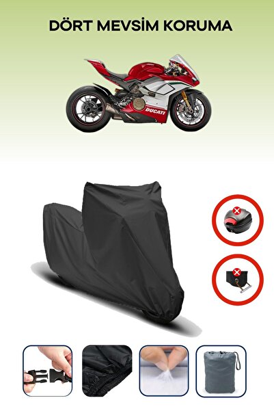 Breen قفل حقيبة خلفية أسود غير متوافق مع دراجة دوكاتي بانيجالي V4 R، متوافق مع قماش الدراجات النارية، 4 مواسم