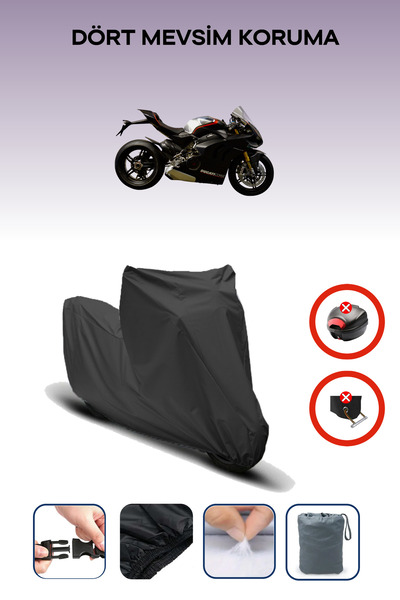 Breen قفل حقيبة خلفية أسود غير متوافق مع Ducati Panigale V4 SP، قماش متوافق مع الدراجات النارية، 4 مواسم