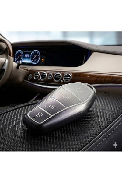 Oto Aksesuarcım Husă pentru telecomandă pentru chei auto din silicon cu 3 butoane compatibilă cu BYD, gri