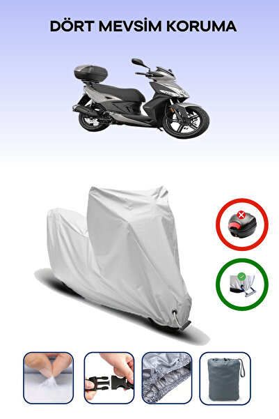 Breen غطاء دراجة نارية متوافق مع Kymco Agility 16+ 125i باللون الرمادي مقاوم للماء
