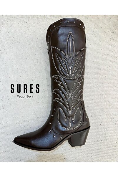 Zuum Sures Embroidered Women's Boots - Brown Leather