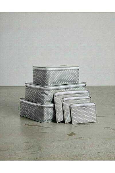 VELANORA HOME Set of 6 Gray Polka Dot Luggage Organizer & Organizer 6 Pieces