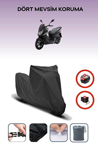 Breen قفل حقيبة خلفية أسود غير متوافق مع SYM Jet 4 125، قماش متوافق مع الدراجات النارية، 4 مواسم