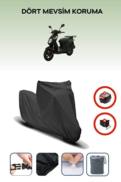 Breen قفل حقيبة خلفية أسود غير متوافق مع SYM Xpro 125، قماش متوافق مع الدراجات النارية، 4 مواسم