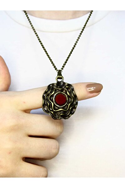 esha Natural Stone Agate Natural Stone Round Model Ancient Women's Necklace Euk48A