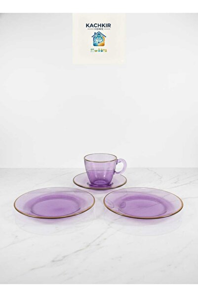 KACHKIRHOME Cam Pasta Tabakları 6 lı Mor Renk Doğumgünü Parti Konsept