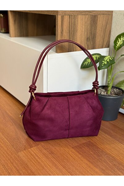 Bagnest Geantă de umăr pentru femei de mărime medie din piele intoarsa cu det...