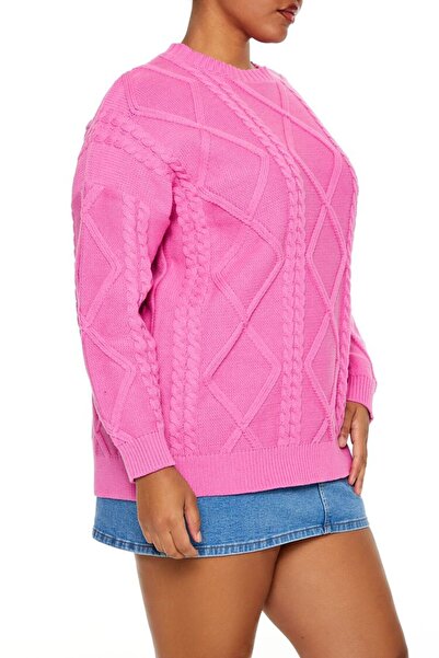 Forever 21 Plus Size Baklava Desenli Kazak