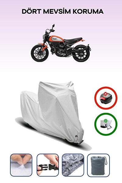 Breen غطاء دراجة نارية متوافق مع دوكاتي سكرامبلر آيكون، مقاوم للماء، باللون الرمادي