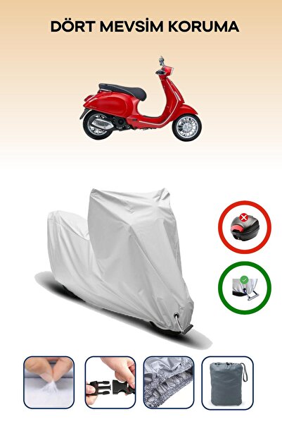 Breen غطاء دراجة نارية متوافق مع Piaggio Vespa 150 باللون الرمادي مقاوم للماء