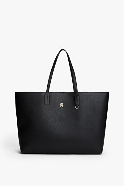 Tommy Hilfiger Kadın Icon Tote Metal Logo Detaylı Omuz Çantası - Siyah