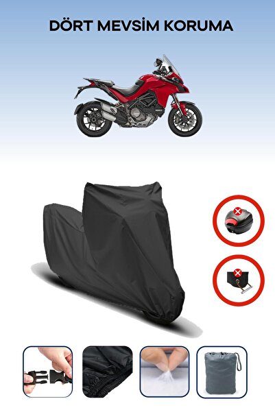 Breen قفل حقيبة خلفية أسود غير متوافق مع Ducati Multistrada 1260 S، قماش متوافق مع الدراجات النارية، 4 مواسم