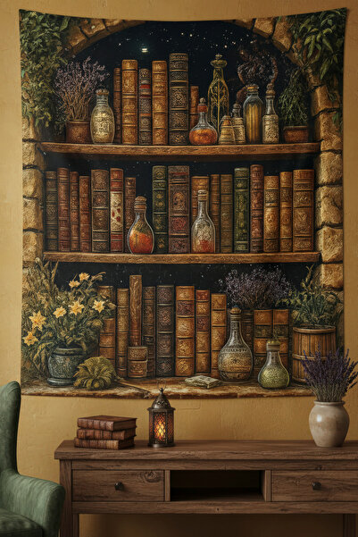 Nivendi Simyacı Rafı Kumaş Duvar Örtüsü Ev Dekorasyon Duvar Halısı Tapestry