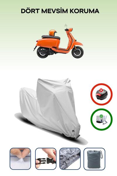 Breen غطاء دراجة نارية متوافق مع لامبريتا V200 باللون الرمادي مقاوم للماء