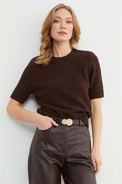 Fulla Moda basic guler rotund Pulover tricot cu mânecă scurtă