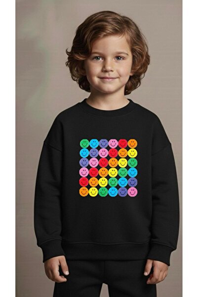 playwear Φούτερ ομάδας με στάμπα EMOJIS για κορίτσια και αγόρια, με λαιμόκοψη...