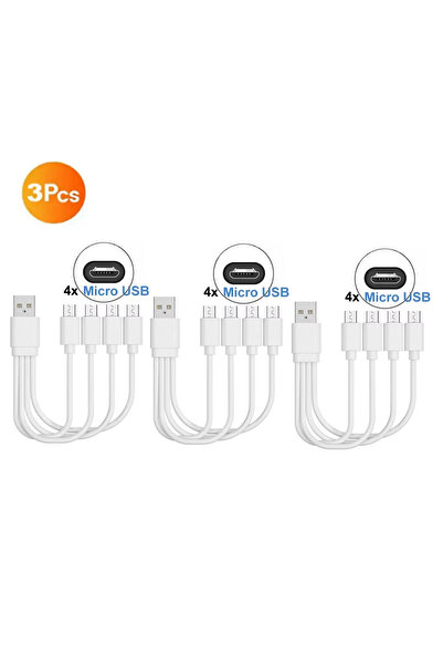 Choice 4 كابلات شحن USB قصيرة متعددة المنافذ (Micro USB) بطول 20 سم، 4 في 1، ...