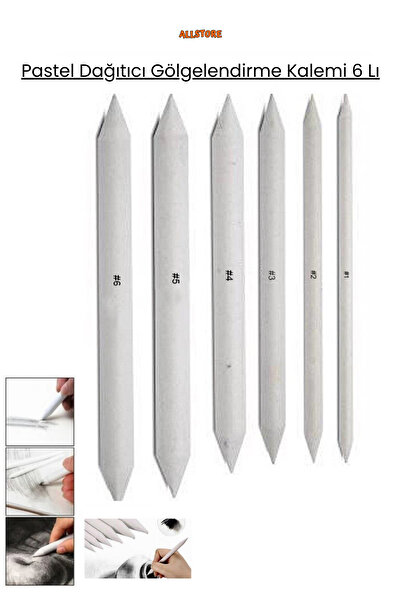 ALLStore Pastel Dağıtıcı Gölgelendirme Kalemi 6 lı 1 Paket Kaynaştırma Kalemi...