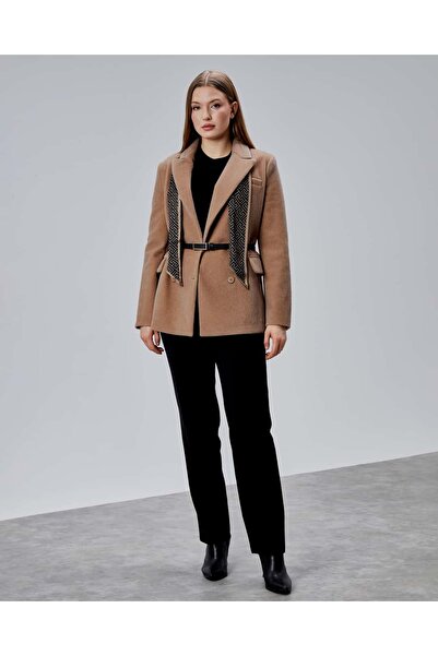 IDA Collection Linea Belted Camel Blazer Jacket