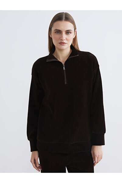 LC Waikiki Rmz Gi̇yi̇m Farkiyla Hakim Roba Collar Ribbed Women's Sweatshirt