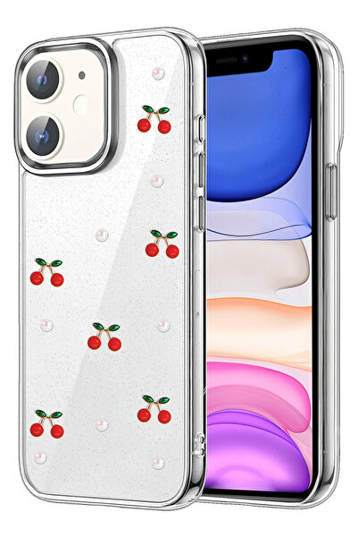 Nezih Case Apple iPhone 11 Compatible Transparent Glittery Elegant Case