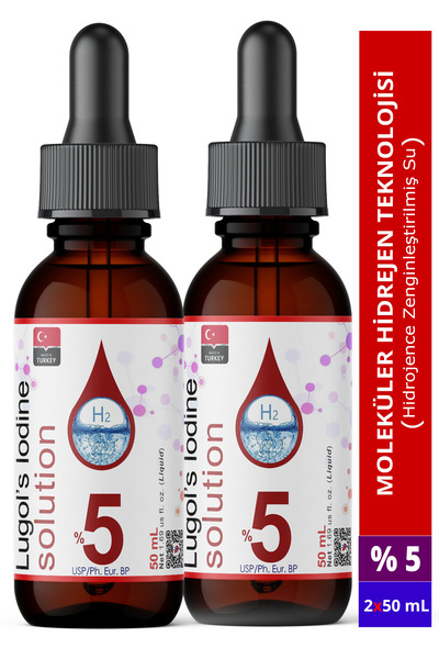 LUGOL'S solition Lugol Çözeltisi %5 | 2x50 Ml | Cam Damlalıklı Şişe (Pharma G...