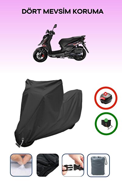 Breen غطاء دراجة نارية متوافق مع SYM Crox 125 متوافق مع اللون الأسود مقاوم للماء