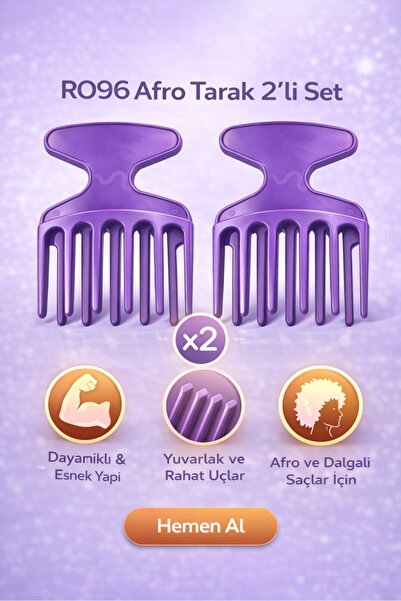 RO96 Roninetysıx RO96 Afro Tarak – Kıvırcık ve Dalgalı Saçlar İçin Hacim Vere...