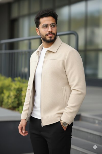 ziqsaq Erkek Spor Crop Kaşe Ceket