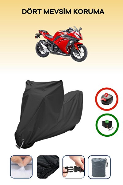 Breen غطاء دراجة نارية متوافق مع كاواساكي نينجا 300 متوافق مع اللون الأسود مقاوم للماء