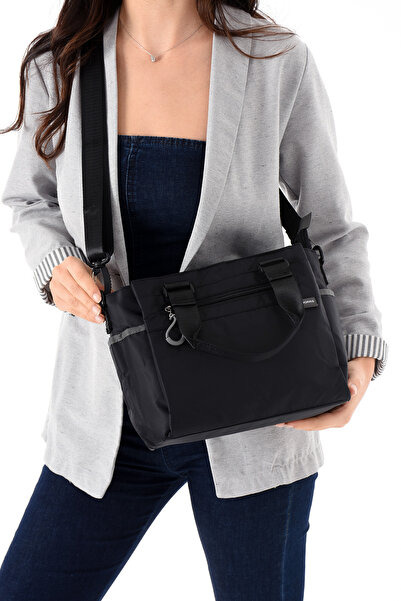 Sanmorris حقيبة يد وكتف نسائية من أوزير-6006-سانموريس بتصميم مربعات من قماش ا...