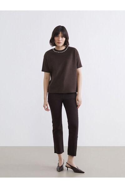 LC Waikiki LCW Jeans Кафяви къси панталони с разширени крачоли за жени