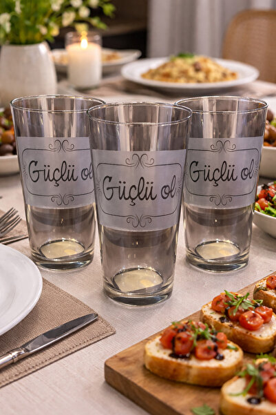 SIGMA GLASS “Güçlü Ol” Yazılı Cam Bardak 1 ADET – Motive Edici Tasarım | Günl...