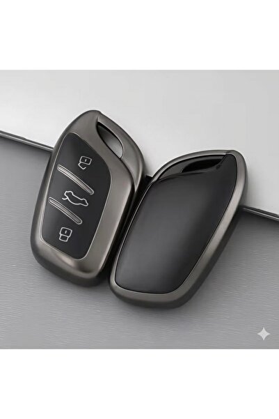 Oto Aksesuarcım Husă pentru telecomandă pentru chei auto din silicon cu 3 butoane compatibilă MG HS-ZS, gri