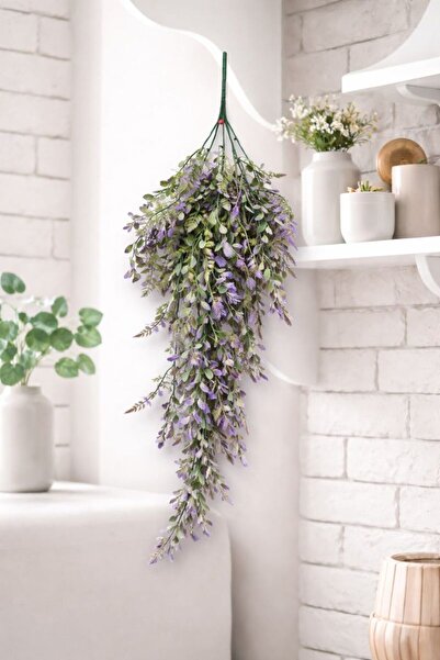 fesleğen çiçek Yapay Çiçek Sarkan Şimşir aşk merdivenli Yapay Sarmaşık 70 cm mor