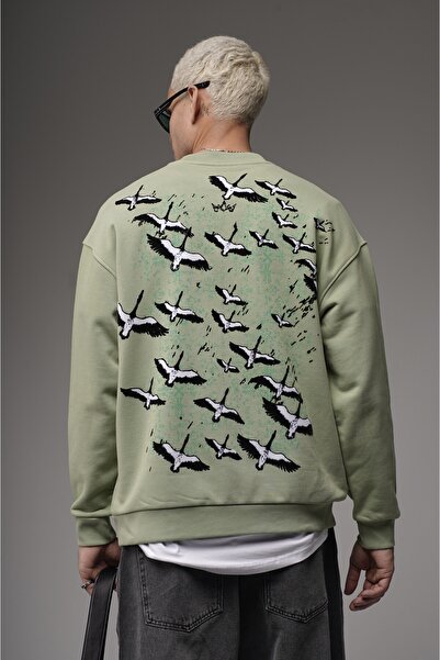 Butik Crew Neck Men's Sweatshirt with Embroidery Detail on the Back