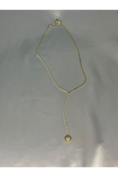 stainles steel Y 65 cm Pearl Detail Stylish Necklace